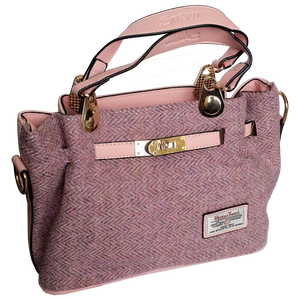 Pink Midi Tote Bag with Harris Tweed
