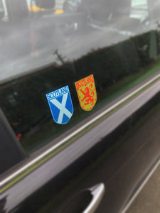 Twin Pack Saltire + Lion Rampant Car Stickers