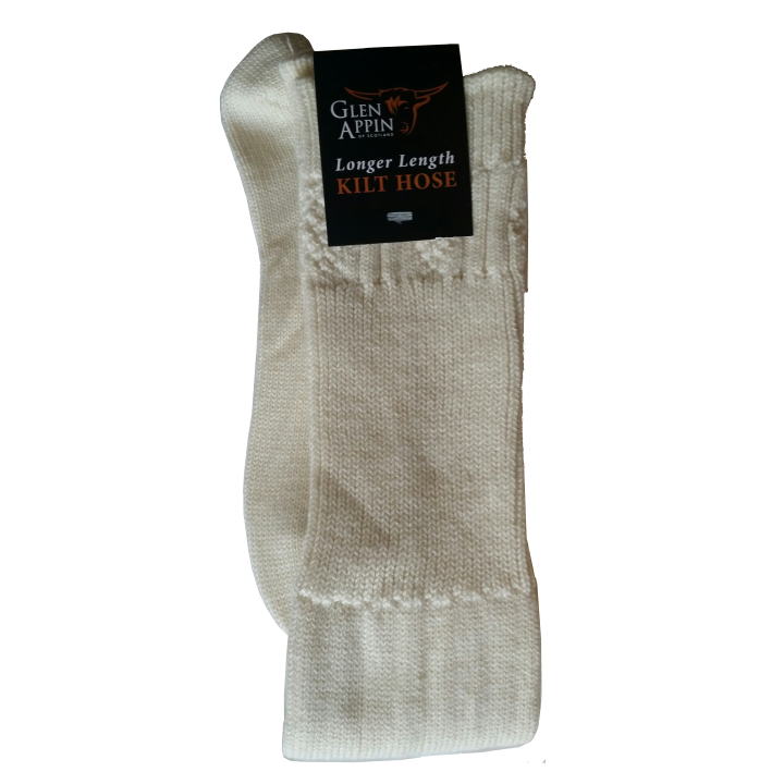 Cream Extra Long Kilt Hose (socks) from Glen Appin of Scotland